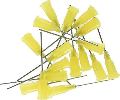 Weller KDS201P Aguja de acero inoxidable de calibre 20 de 1 pulgada de largo con cubo de bloqueo Luer amarillo, diámetro interior de 0.026 pulgadas