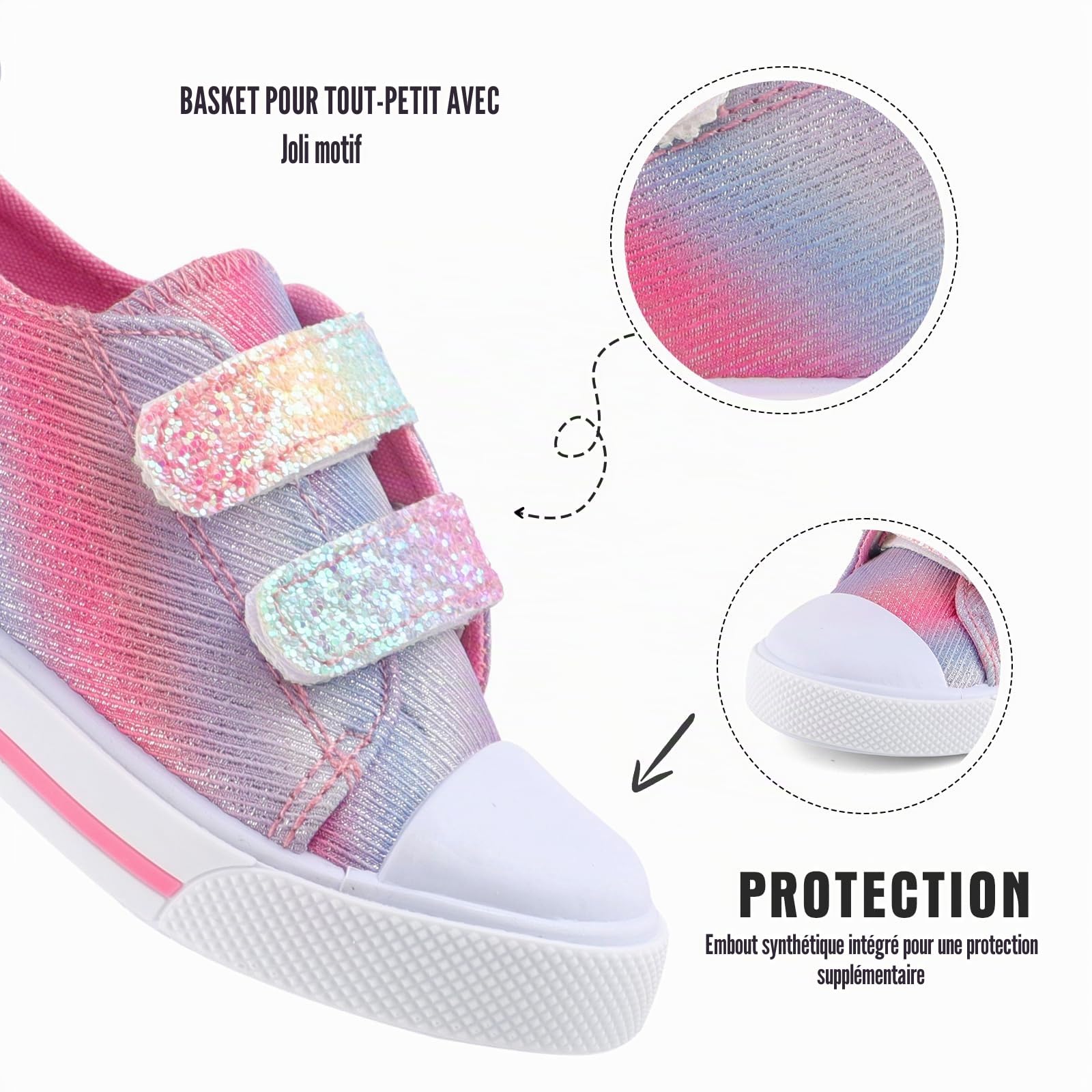 1-5 Année Basket Bebe Fille Platform Chaussures enToile pour Fille Petits Modèle Mignon