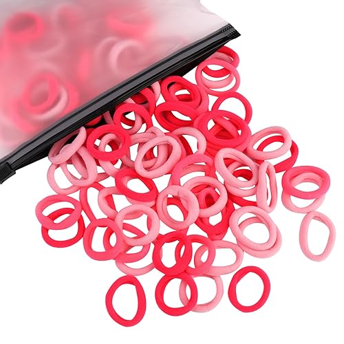 Miniatura 9 de 100 ligas para el pelo de bebé, lazos de algodón para niñas y niños, bandas de pelo pequeñas multicolor sin costuras, soportes elásticos para cola