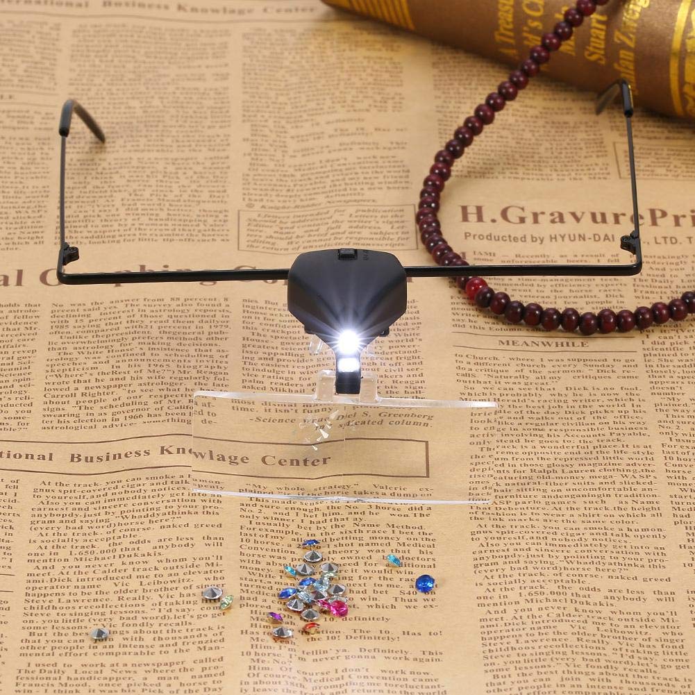 Lente de Lupa para anteojos, Diadema Lupa iluminada con LED Lupa de joyero Lupa de Cabeza sin Herramientas (1.5X 2.5X 3.5X) para inspección de extensión de pestañas de Plantas Control de minicircuit