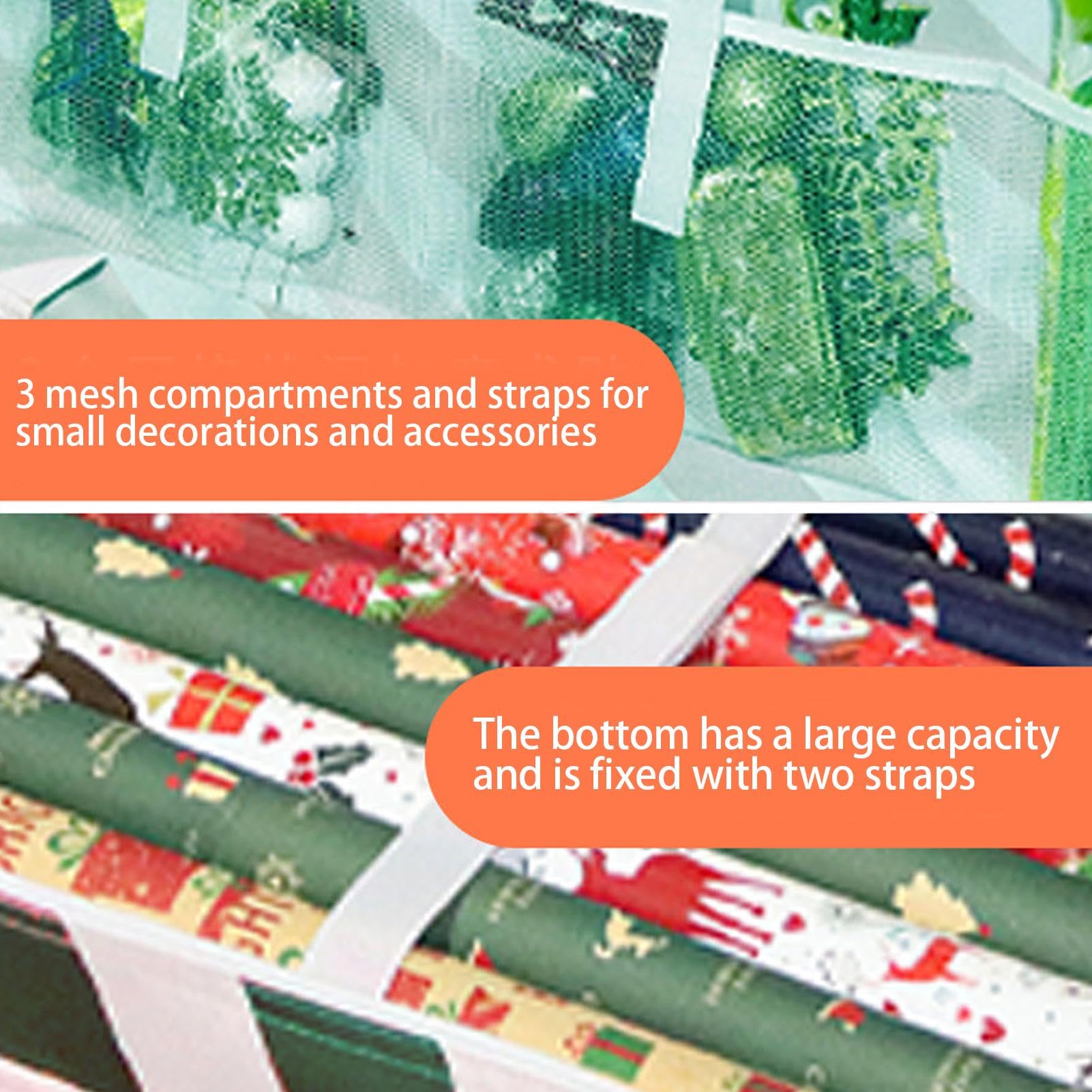 Kerst Opslag Organizer Inpakpapier Opbergtas Onder Bed Stotage Bag Heavy Duty Wrap Bag met Handgrepen Kerst Opslag Organizer Inpakpapier Opbergtas Onder Bed Stotage Bag Heavy Duty Wrap Bag met Handgrepen