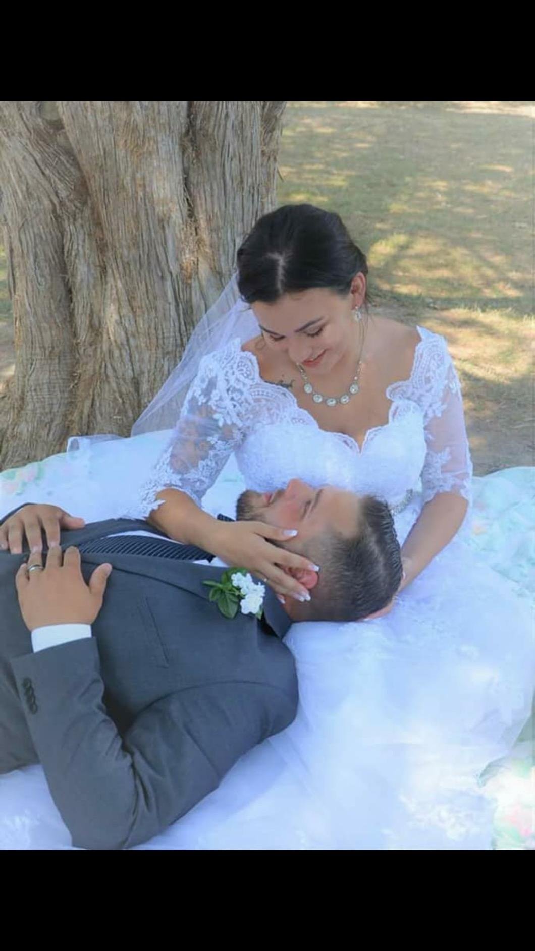 Vestido de Novia de Manga Larga de Sirena sin Hombros, Blanco de Gasa Delgada, 42