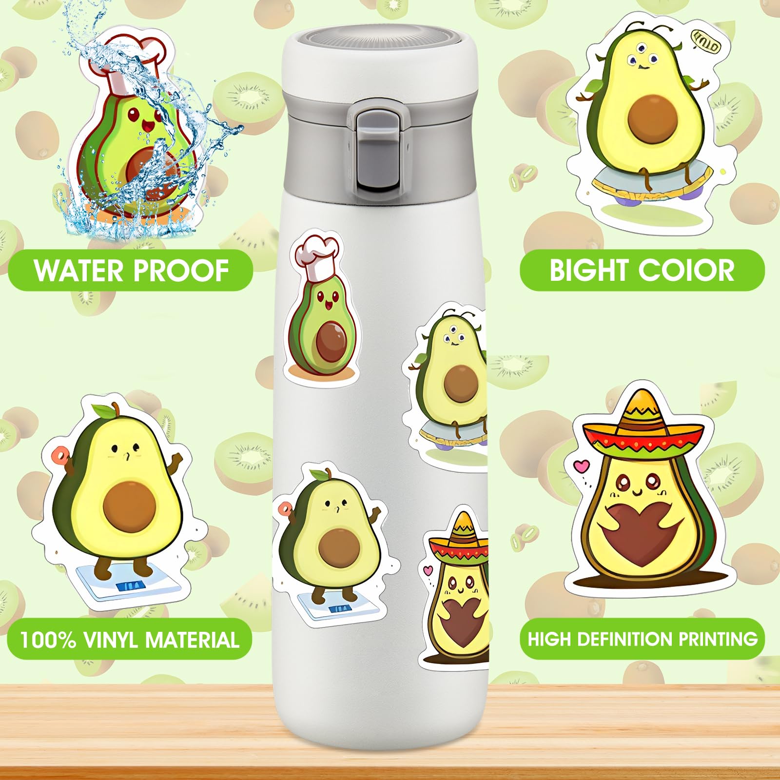 100 Adesivi Avocado In Vinile Impermeabile - Decorazioni Per Laptop, Frigorifero, Skate - Foto 4