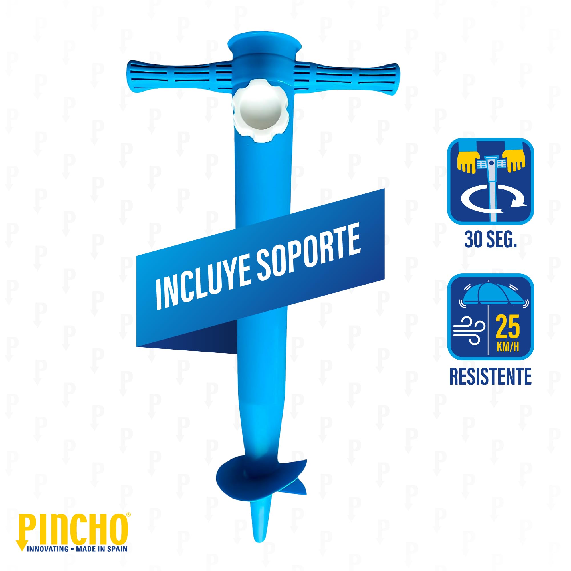 Pincho Ombrellone da spiaggia in acciaio con rivestimento antiruggine, diametro 180 cm. 8 aste in acciaio. Fattore di protezione solare UPF 50+, Marinara