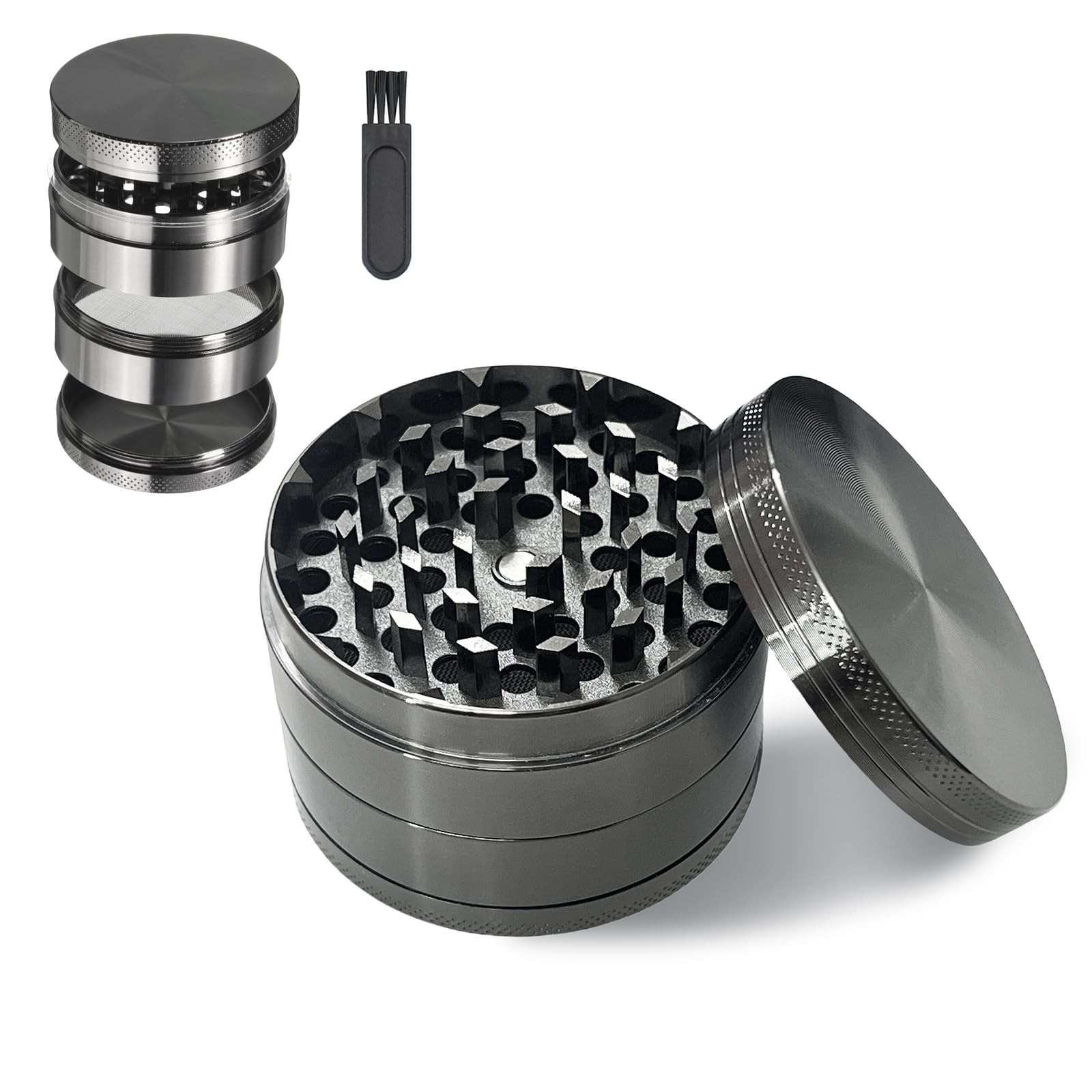 Geebymol Herb Grinder, 61mm(2.4 inch) Large Spice Grinder, 4 Layers