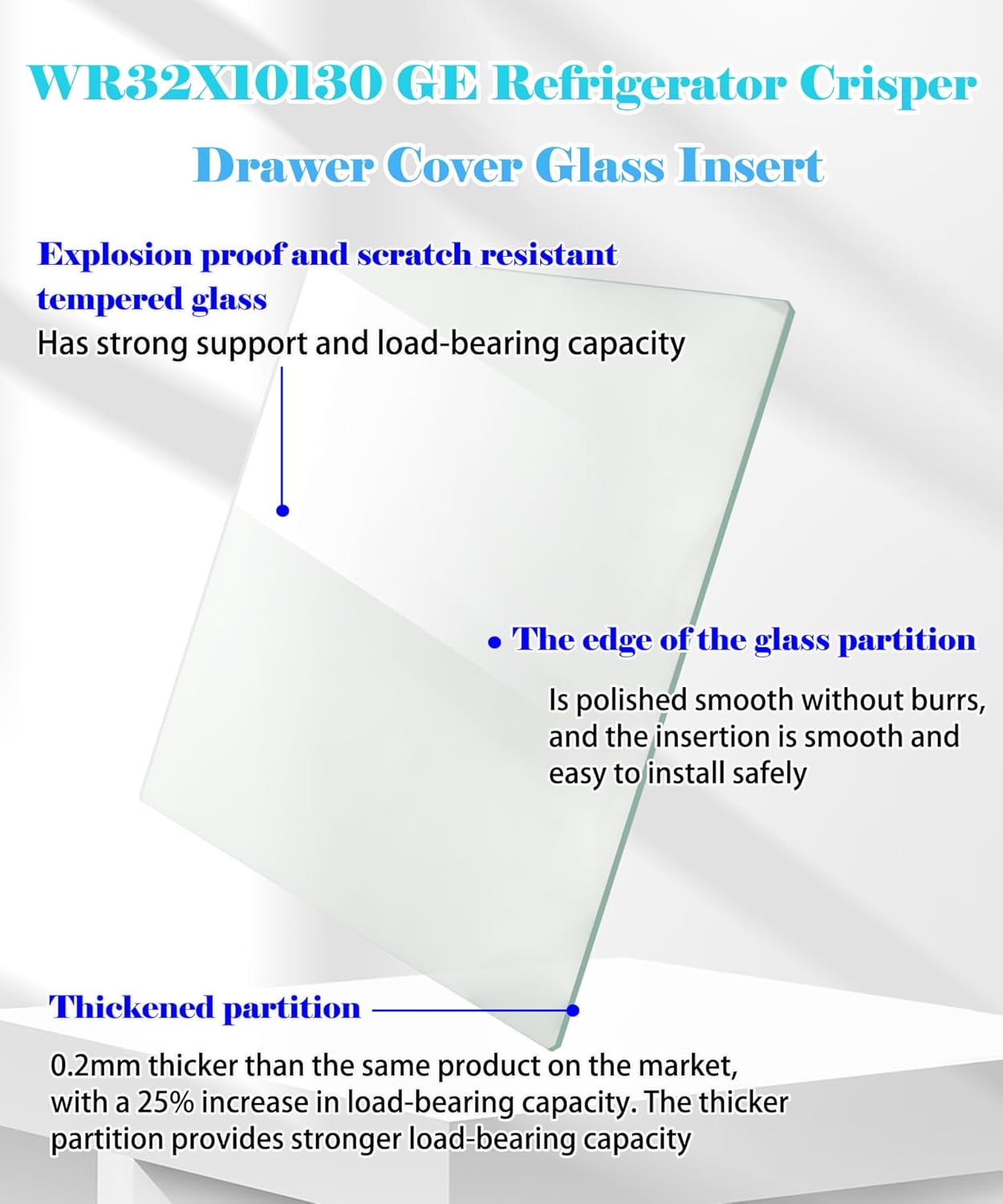 GE Refrigerator Crisper Drawer Glass Shelf