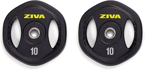 ZIVA RPU Studio Barbell - Juego de pesas de bomba de cuerpo ajustable, 6 discos de peso recubiertos de RPU de alto grado (2 x 2.5 libras, 2 x 5