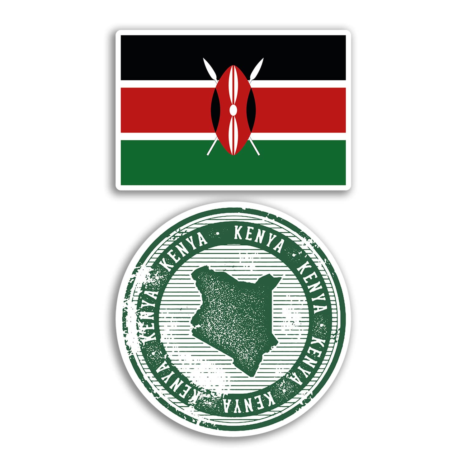 Dv Design Multi 2 X 10Cm Wide Kenya Vinyl Stickers - Kenyan Map Holiday Adventure Travel Country Scrapbooking Gift #78694