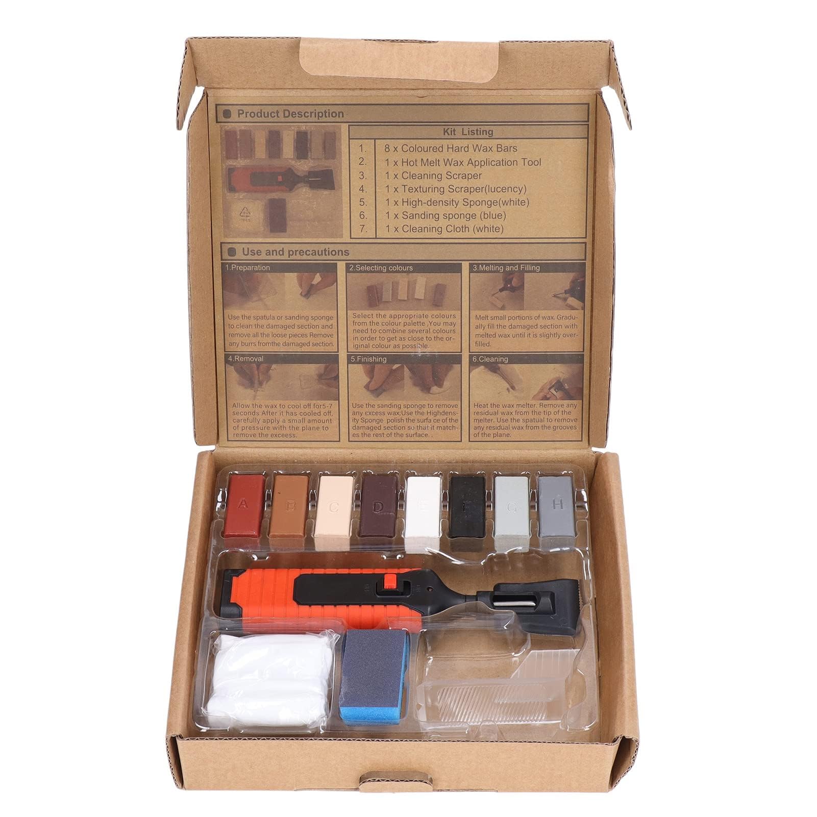 Set di riparazione per parquet, set di riparazione per piastrelle, legno, cera, stucco, foro, riparazione, riparazione antigraffio per laminato, parquet, legno, pavimenti, pavimenti in PVC