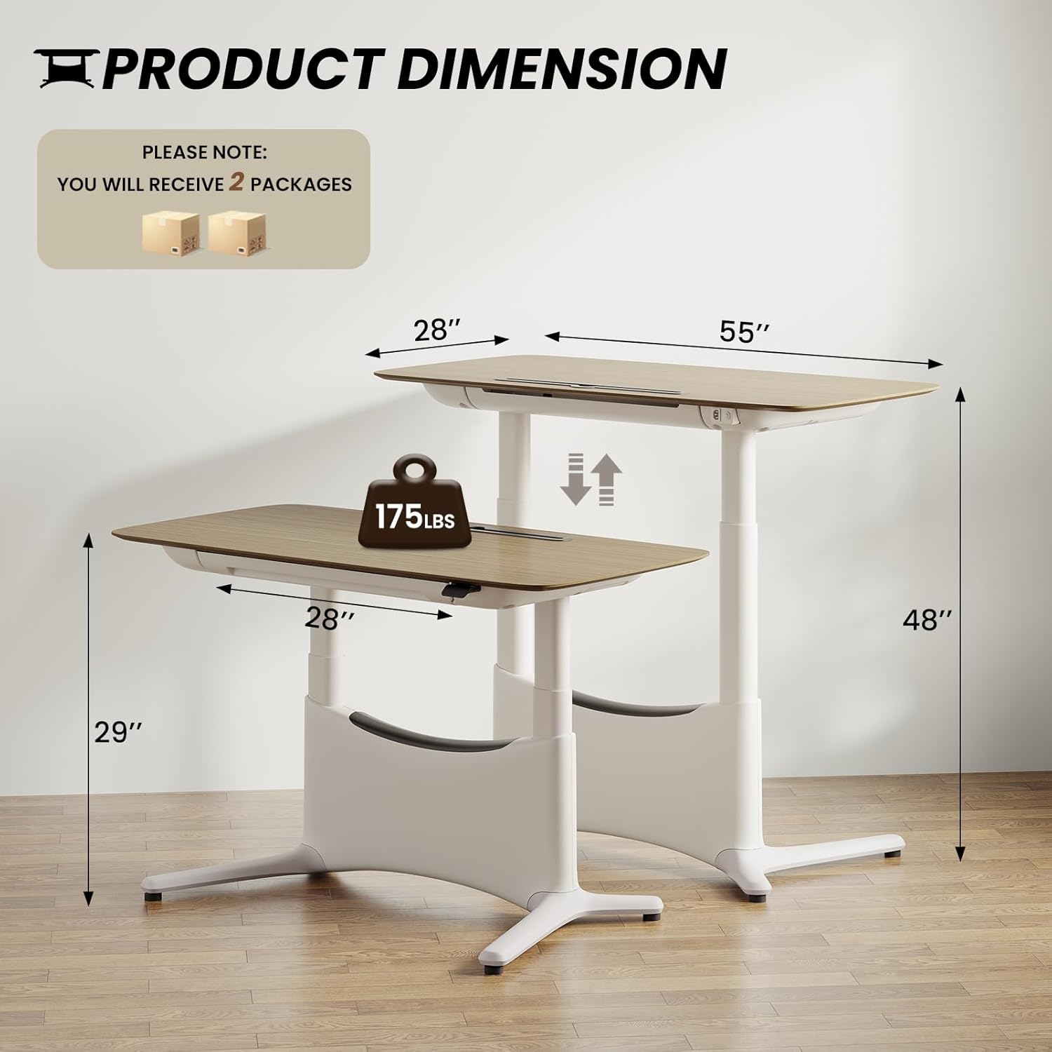 COLAMY Electric Adjustable Standing Desk – 48 x 28 Inch Sit Stand Desk with Drawer & Cable Management, Dual Motor Lift System, Ergonomic Footrest, Home Office Table (Veneer Desktop, Walnut + White)