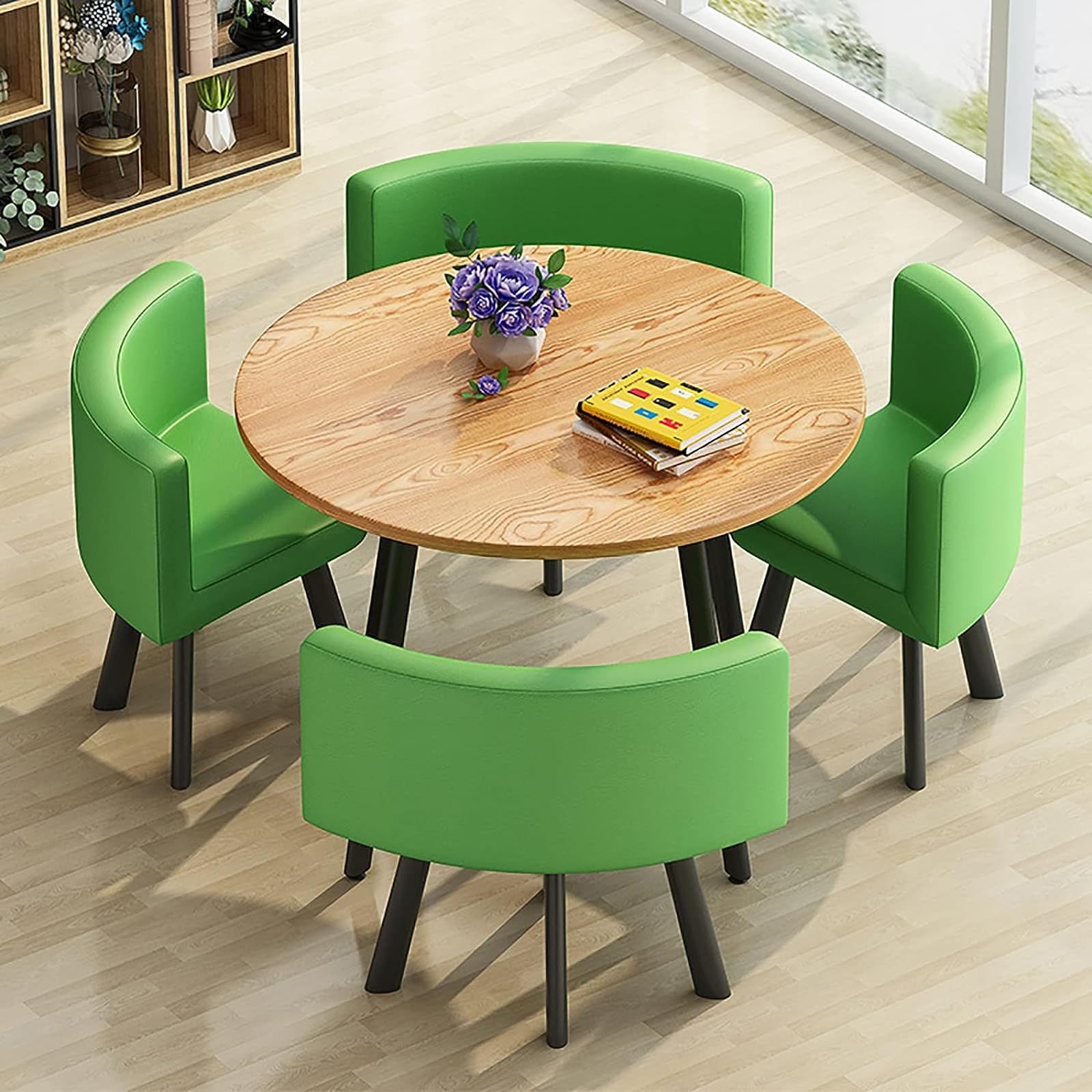ASerZenith Modern Round Dining Table Set With Chairs Space Saving Design Ideal For Dining Room Living Room Reception Room Conference Table Lounge Stylish And Functional Furniture For Any Space,32