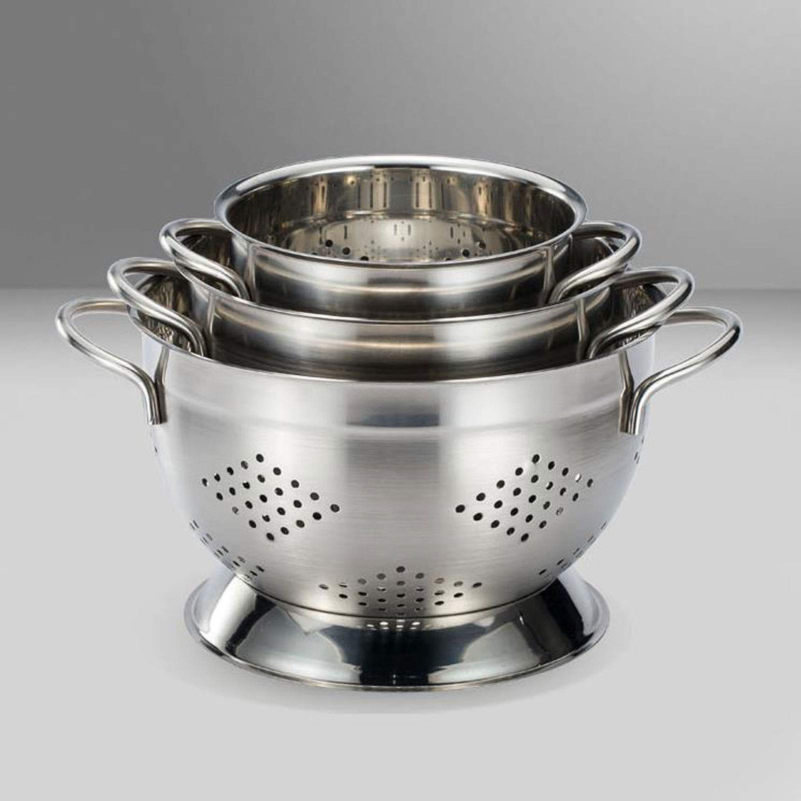 Colador de Acero Inoxidable Conjunto para pastas al Vapor Lavado de ensaladas de Verduras y Cesta de Drenaje de arroz Cesta de colador de Acero Inoxidable (Size : Large)