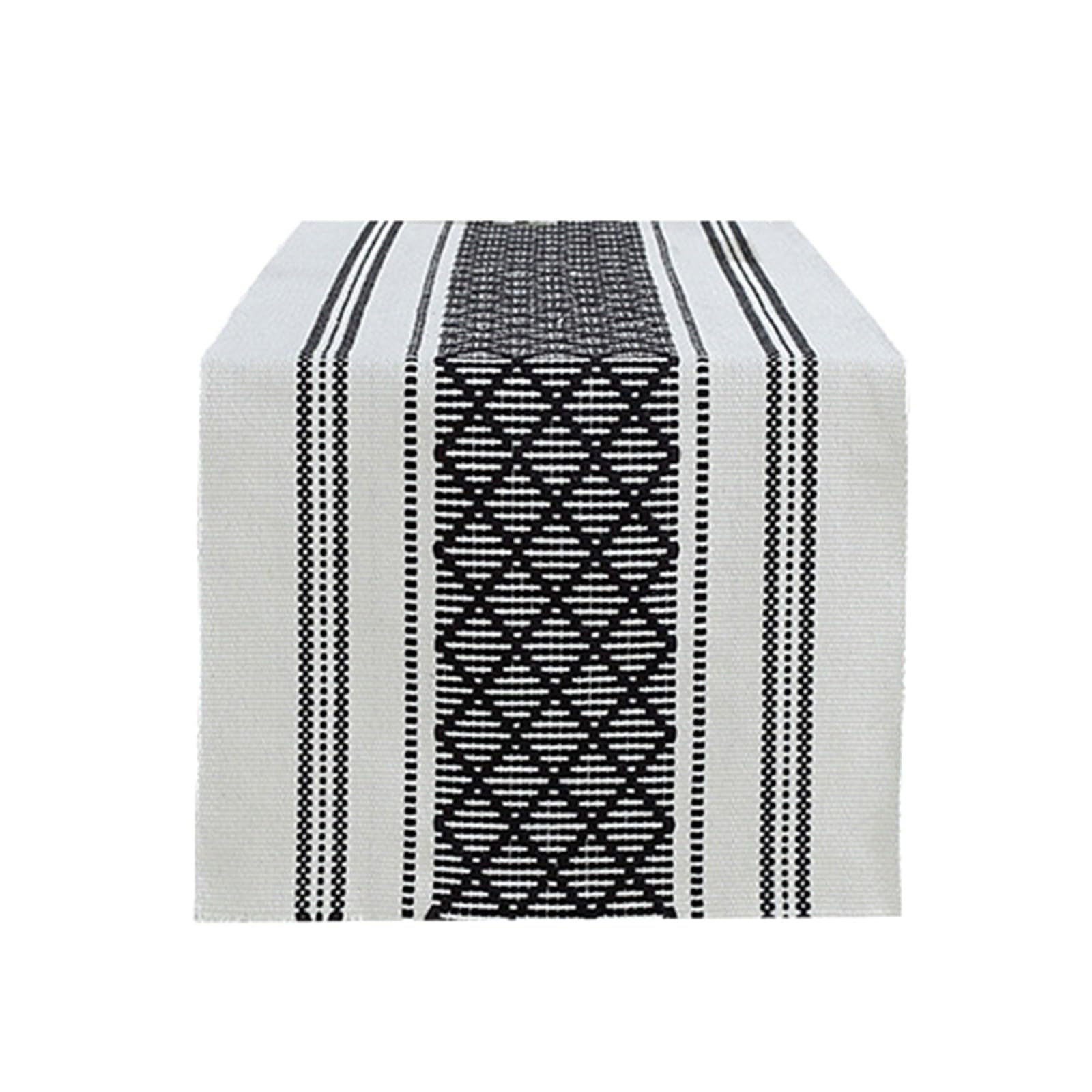 Chemin de table tissé lavable et facile à nettoyer pour grand meuble en coton