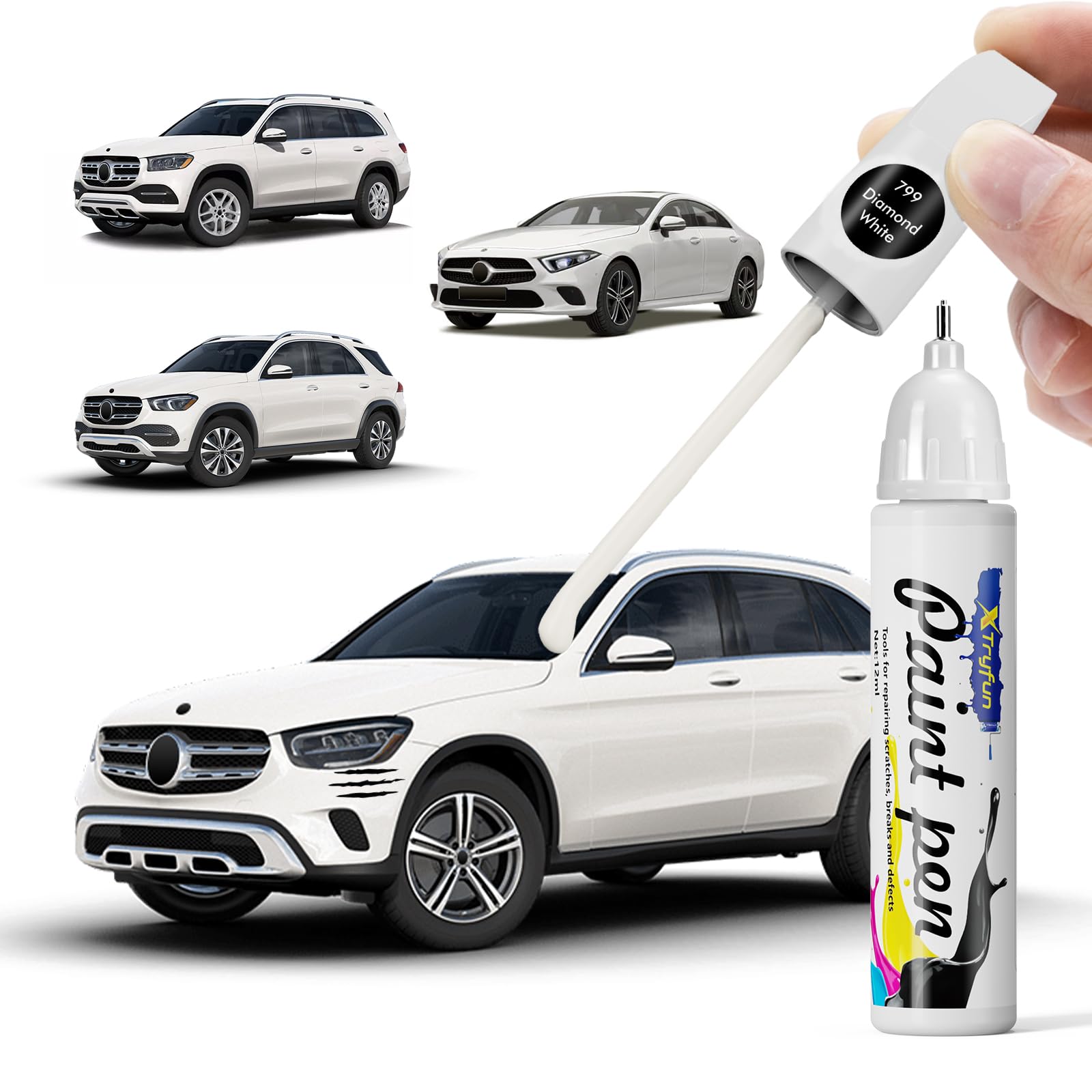 Photo 1 of XTryfun 799 Diamond White Touch Up Paint Compatible with Mercedes Benz