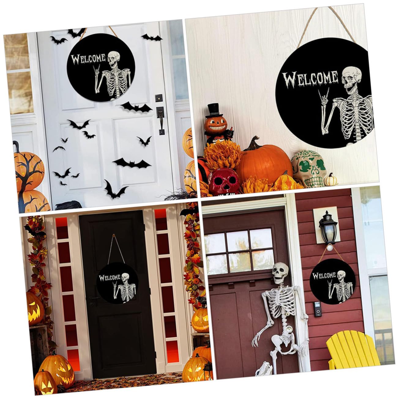 IMIKEYA Lot De 5 Pendentifs Décoratifs en Bois pour Porte Dentrée 30 5 X 35 6 Cm Décoration Festive pour Halloween