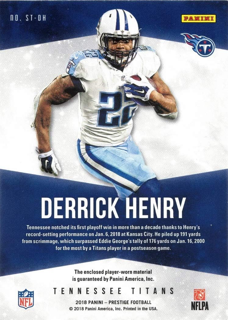 2018 Panini Prestige #ST-DH Derrick Henry Player Worn Jersey Football Card
