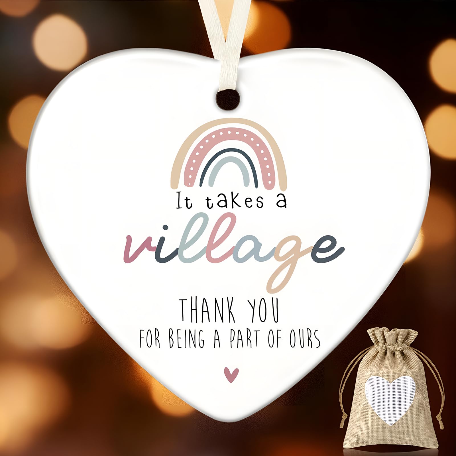 Geiserailie Thank You Gifts for Women, Men Village Ceramic Ornament Appreciation Gifts for Teacher, Boss, Coworker, Employee, Daycare Provider, Nanny, Babysitter, Christmas Decor