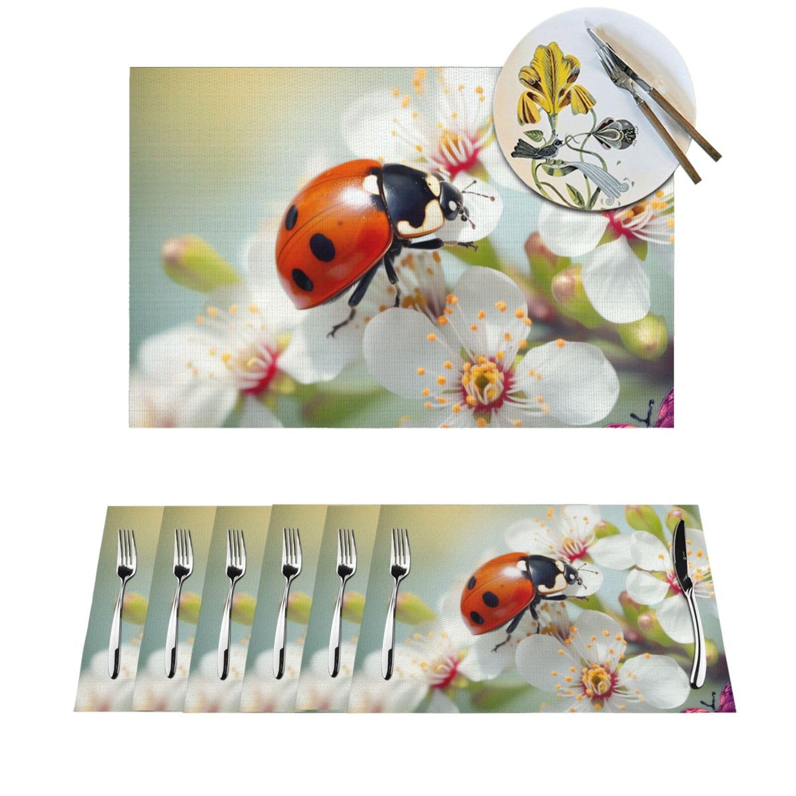 Set de table thermorésistant en PVC tissé 45x30 cm motif papillon lot de 4