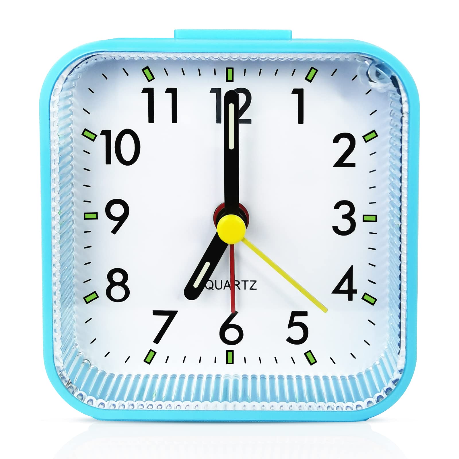 Lamisola Small Battery Operated Analog Alarm Clock for Bathroom, Travel Clock, Quieter Bedrooms Desk Bedside Clocks for Kids Teen, Blue