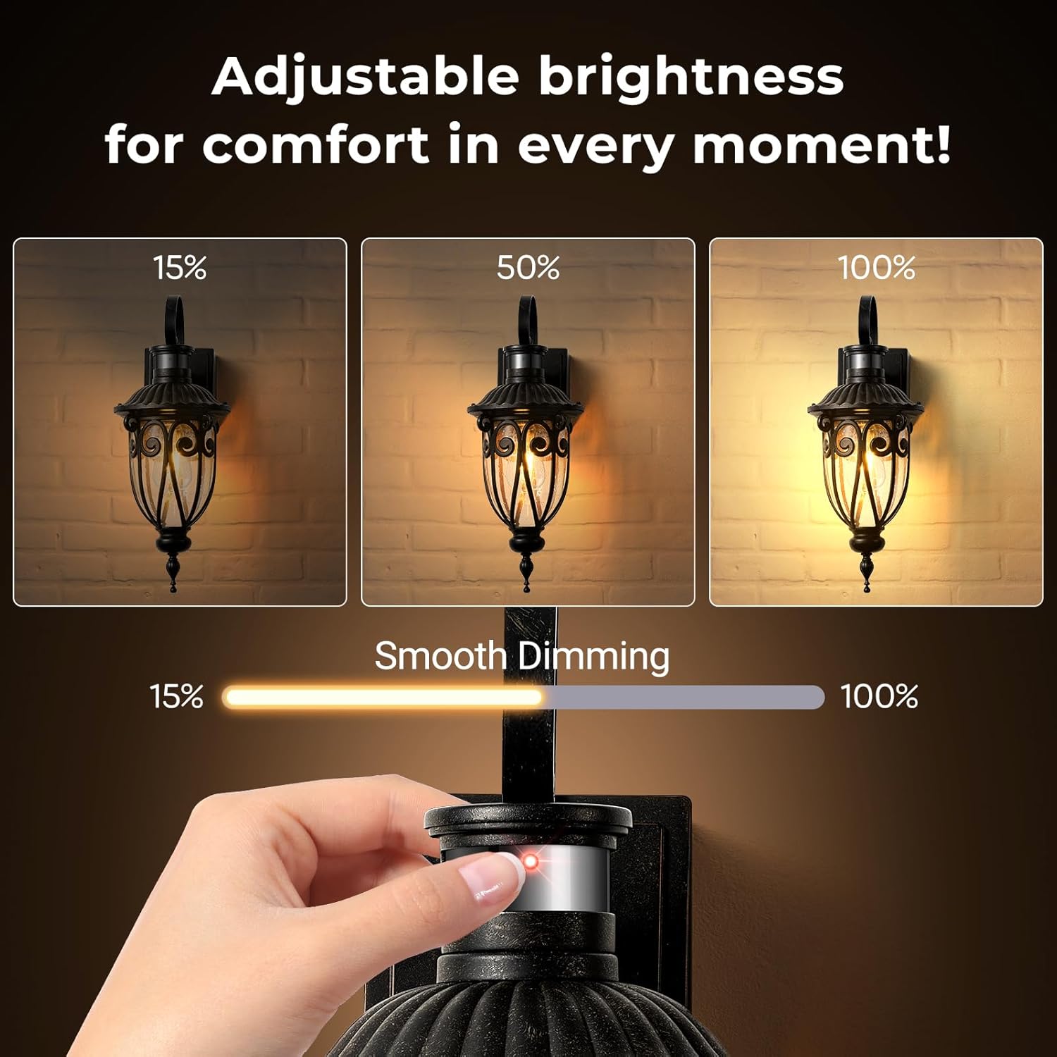 2 Pack Porch Light with GFCI Outlet Distance and Time Adjustable, Bronze Motion Sensor Outdoor Lights for House, Retro Waterproof Exterior Lighting Fixtures for Doorway, Garage, Garden