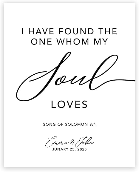 Amazon Com Andaz Press Biblical Quotes Custom Large Wedding Canvas Guestbook Alternative 16 X Inches I Have Found The One Whom My Soul Loves Vertical Personalized Sign Our Canvas Welcome Sign For