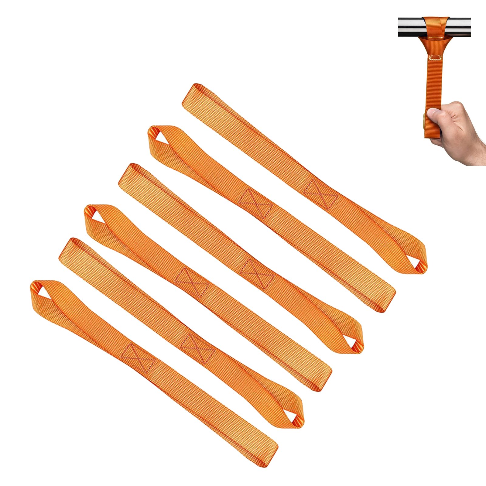 jesenyjeseny 6 PCS Soft Loop Tie Down Straps, 0.9" x 11.8" x 1.9" Luggage Retainers, Multi-Purpose Cart Lanyard, Cargo Restraint Straps Kit, Universal for Most Cars, Trucks and Vans (Orange)