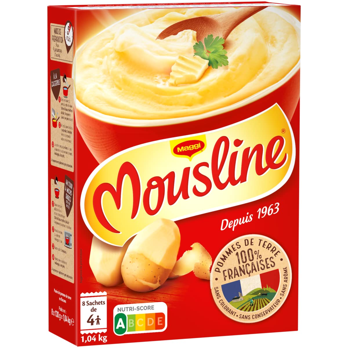 Lot de 3 unités *** MOUSLINE Purée de pommes de terre 8x4 personnes 8x130g