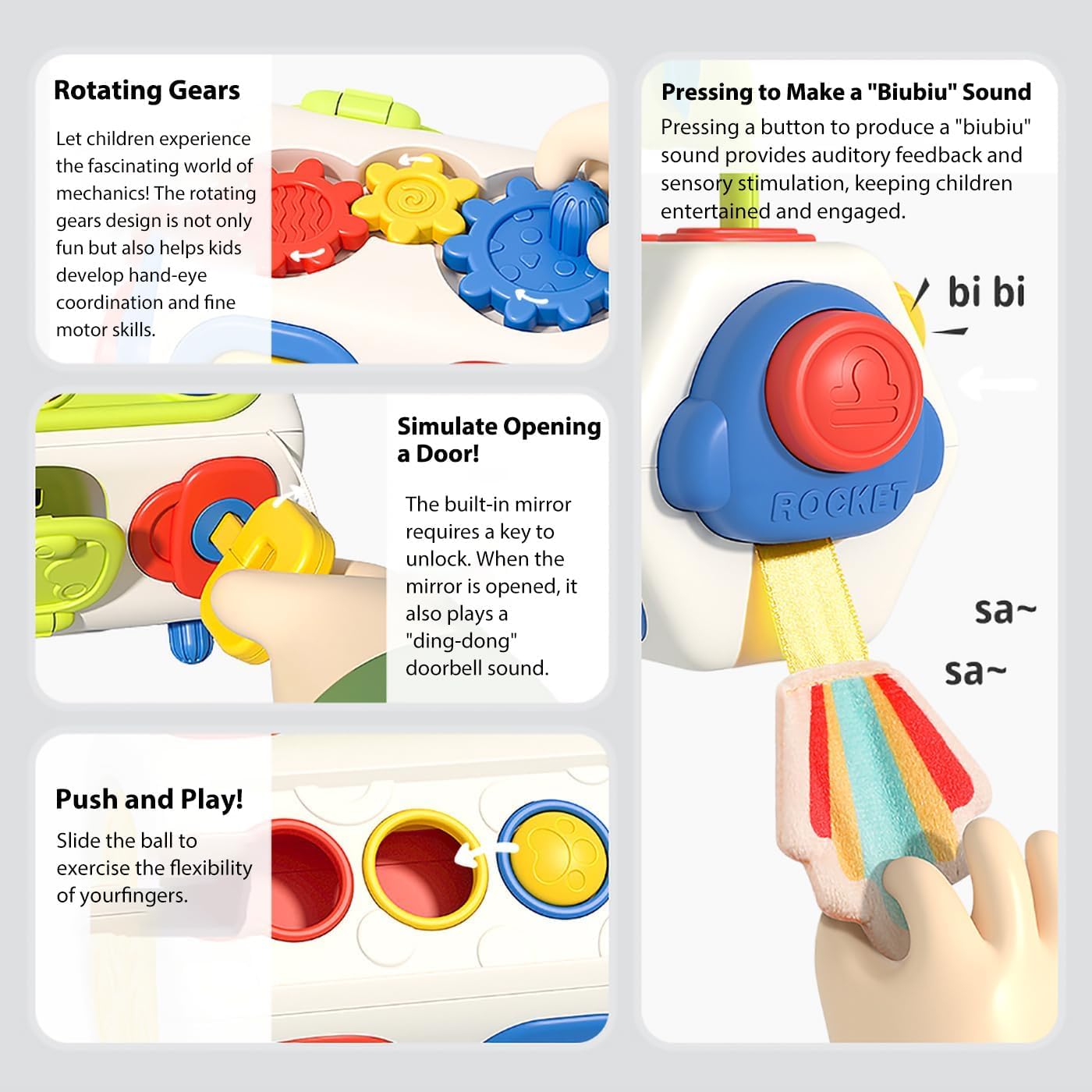 Netora 10 in 1 Busy Cube for 18+ Months Toddlers 8 Sided Montessori Sensory Activity Cube Fine Motor Skills Learning Travel Fidget Toy for Airplane Car Seat Gift for Boys Girls 2