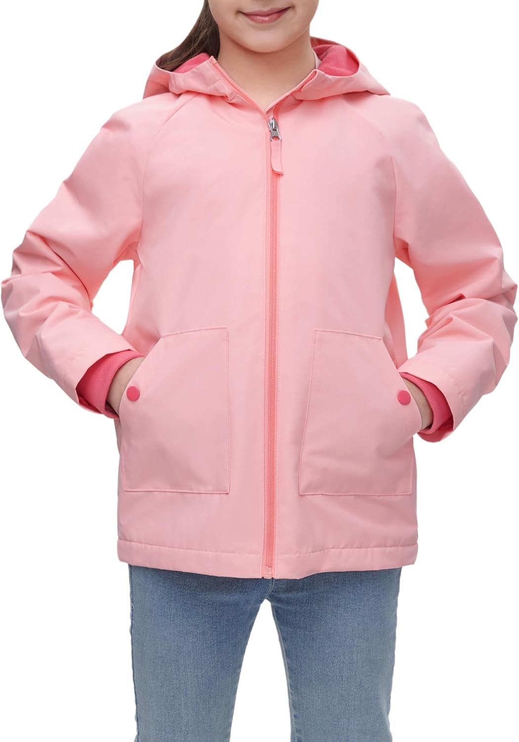 Rokka&Rolla Girls' Water-Resistant Fleece Lined Windbreaker Ripstop Transitional Jacket - Image 2