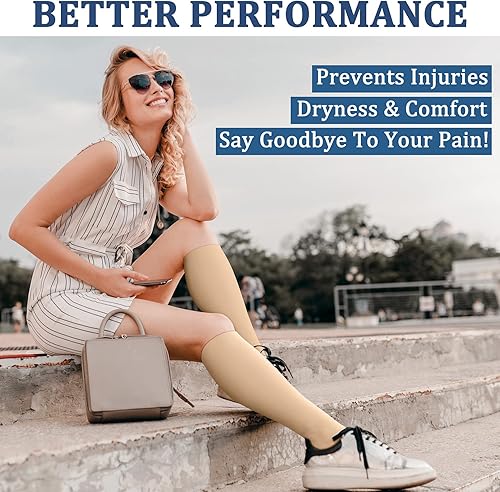 Miniatura 3 de FEYHAY Calcetines de compresión de cobre (3 pares) de 15-20 mmHg de circulación es la mejor atlética y diaria para hombres y mujeres, correr,