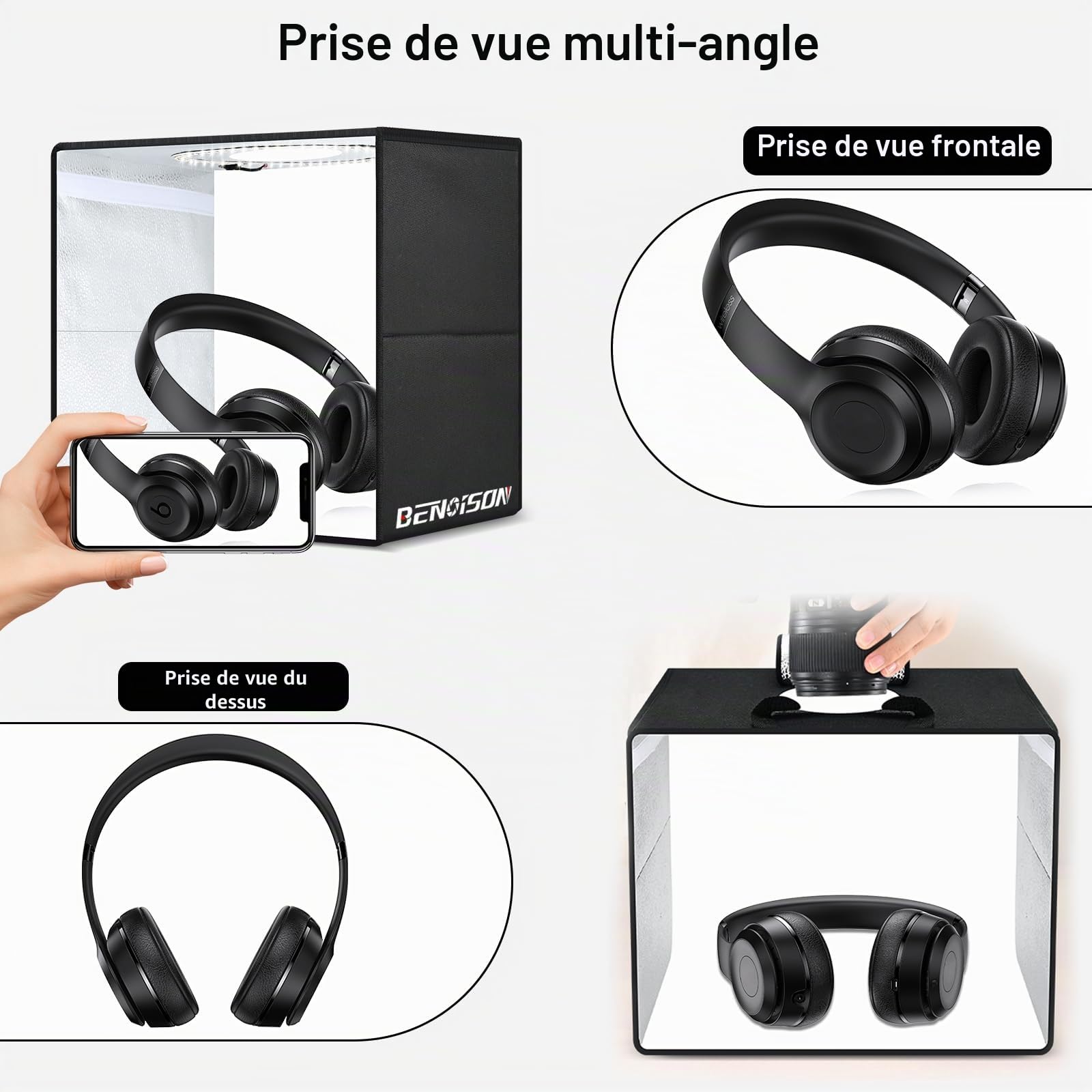 Studio Photo Portable 40cm Boîte à Lumière Lightbox avec 120pcs LED Éclairage & 6 PVC Fond pour Photographie Produit Bijoux/Cosmétique/Nourriture