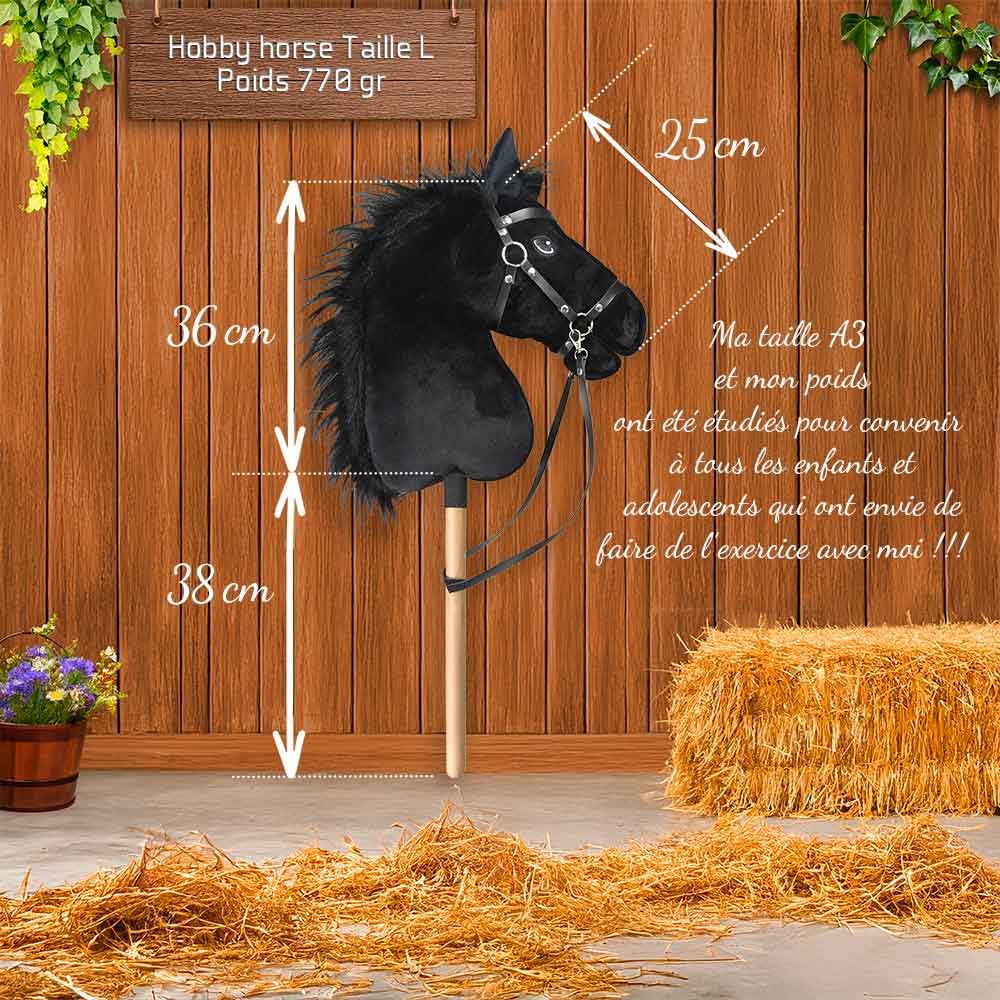 Hobby Horse Land Hobby Horse Size A3 Parent (negro, halter negro, cordón y gorro blanco)