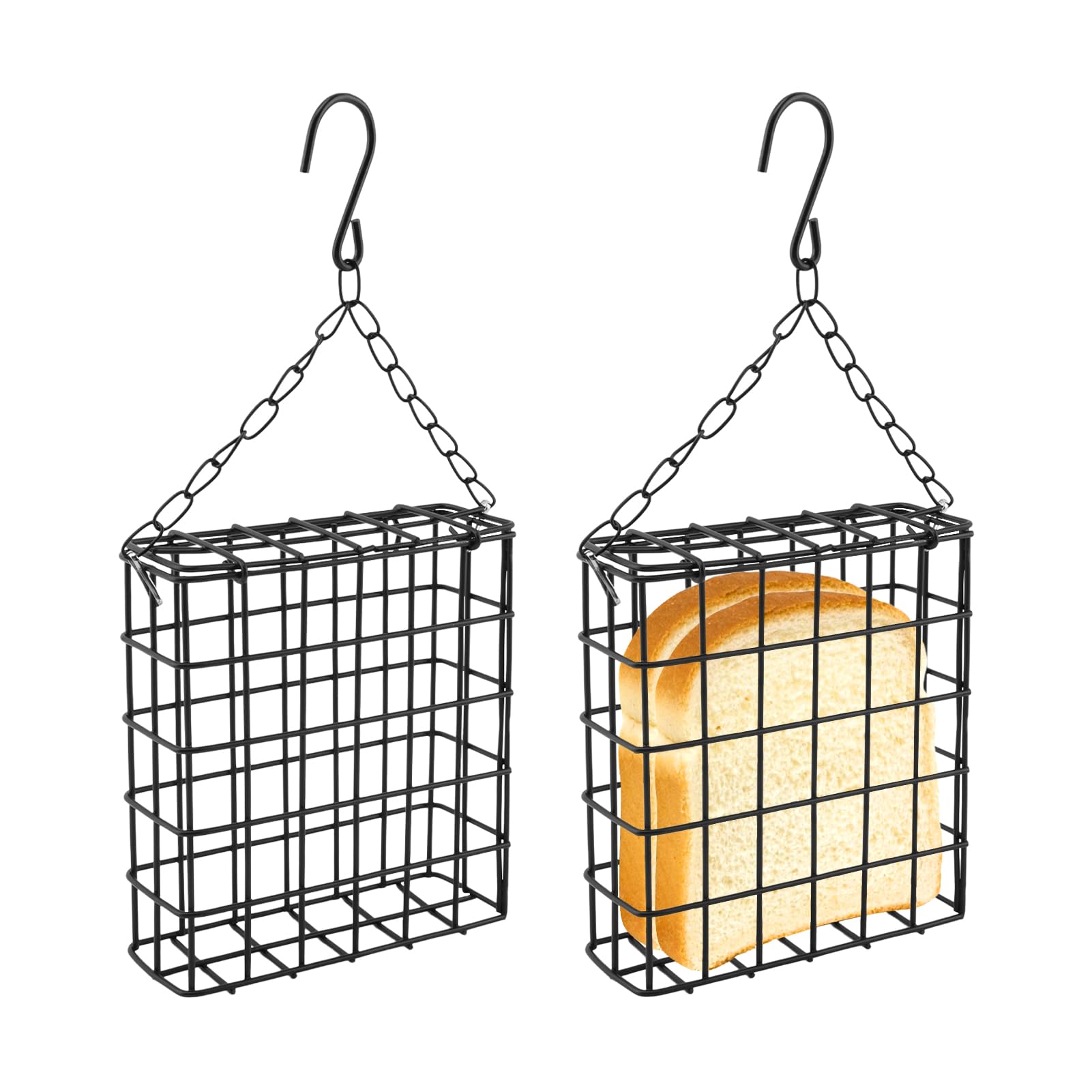 Photo 1 of 2-Pack Suet Bird Feeders for Outdoor, All-Weather Durable Metal Mesh with Double-Latch Closure, Versatile for Suet, Seed, Nesting Material & Oranges, Attracts Woodpeckers & Songbirds(Black)