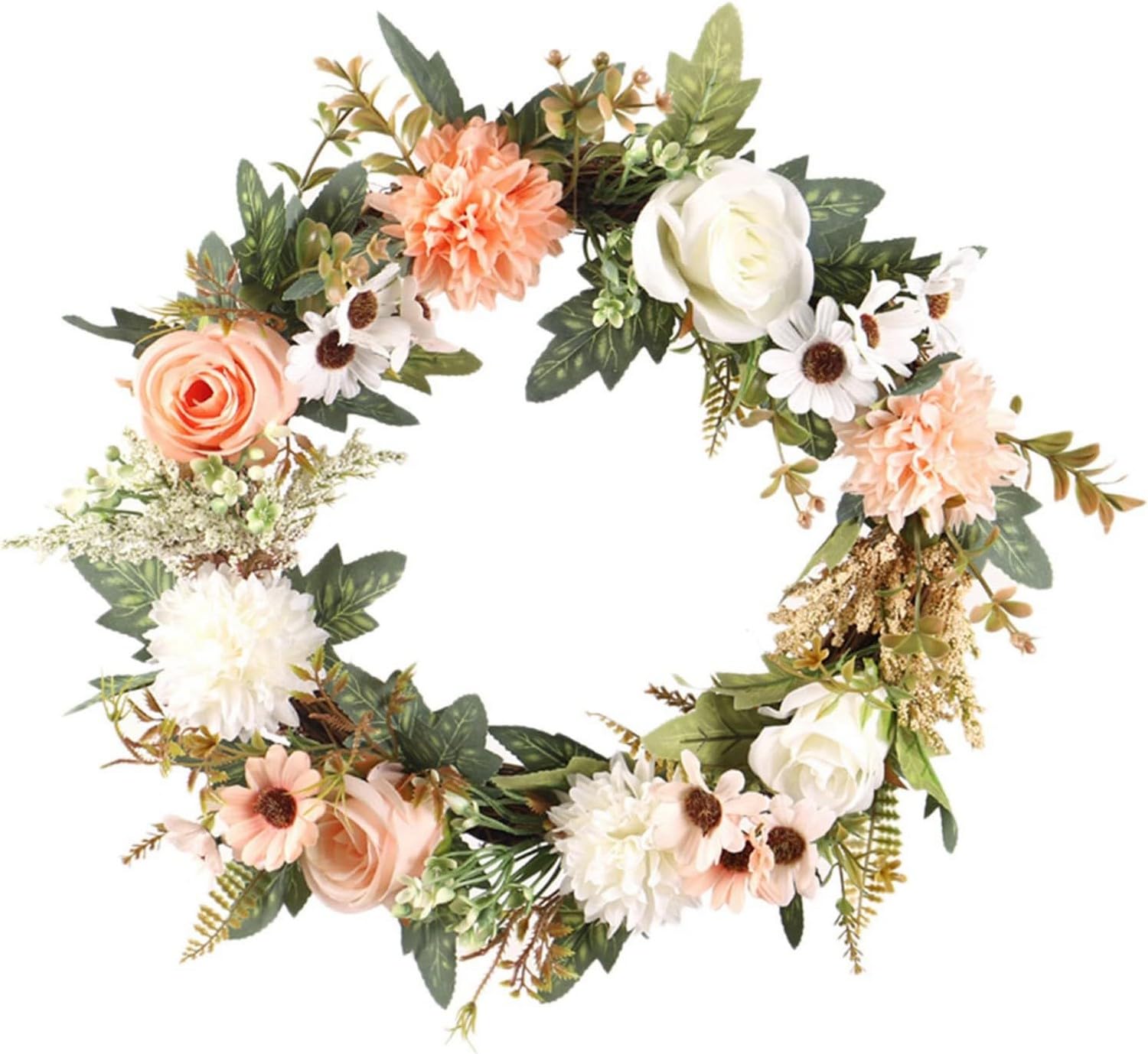 Türkranz, Künstlicher Blumenkranz, Sommer-Türkranz, Floraler Rattan-Türkranz Mit Großer Schleife, Wand-/Veranda-Hängekranz Für Wand, Hochzeit, Festival, Party, Heimdekoration, Ros,Rose Gold