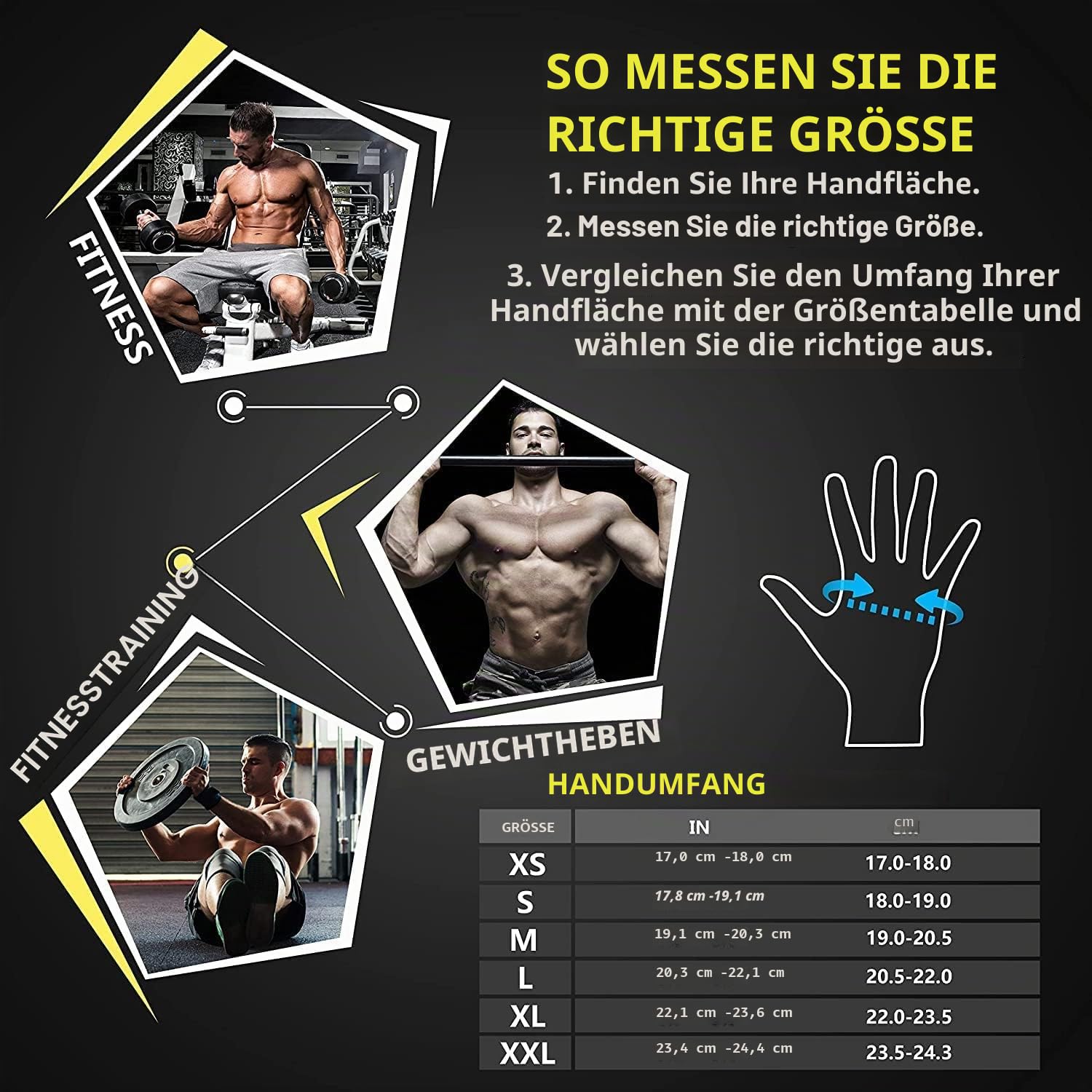 ihuan Belüftete Fitness Handschuhe mit Handgelenkband-Unterstützung für Herren und Frauen | Schwarze Trainingshandschuhe | kompletter Handflächenschutz für Gewichtheben, Training
