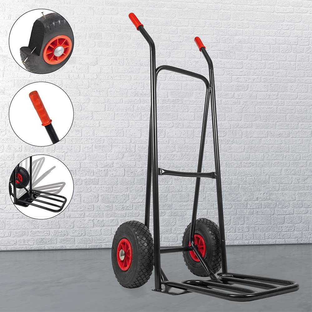 RAVENDO ST150 NG PUR Profi Sackkarre klappbar – 150 kg Transportkarre mit PU Vollgummireifen, Faltbare Ladeschaufel, Handkarre für Werkstatt & Umzug