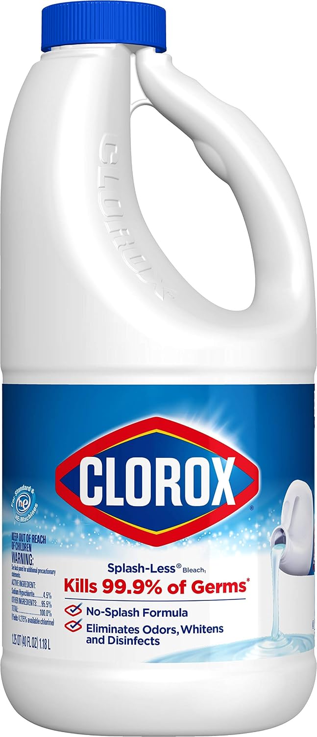 Clorox Splash-Less Liquid Bleach, Regular - 40 Ounce Bottle