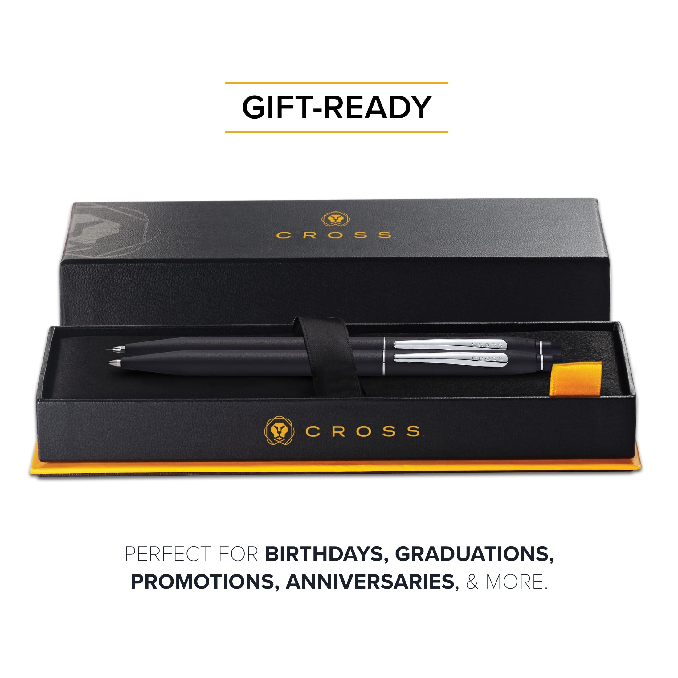 CROSS Click Classic - Penna a sfera ricaricabile nera e portamine da 0,5 mm, in confezione regalo premium