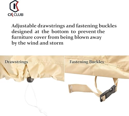 Miniatura 8 de Juego de fundas seccionales para muebles de patio, grandes, impermeables, rectangulares, para muebles de exterior, fundas resistentes de 126