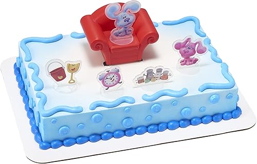 DecoSet® Blue's Clues & You Cake Topper, juego de 6 piezas de decoraciones con azul y amigos, crea un adorable pastel de cumpleaños