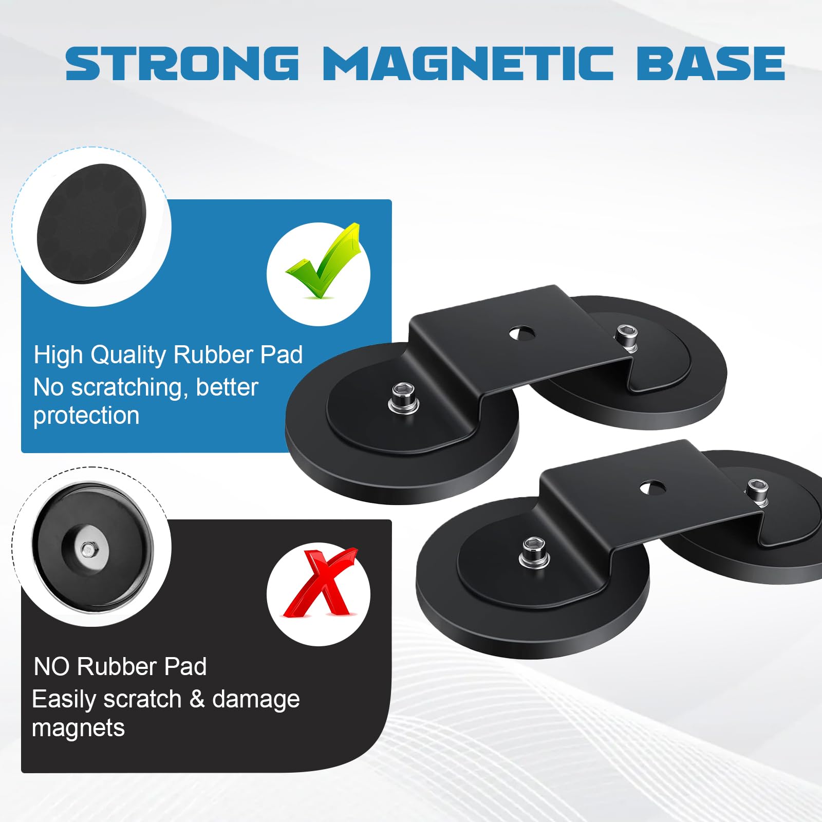AUXTINGS 2 Pièces Supports De Montage De Barre Lumineuse LED à Base Magnétique, Support De Ventouse Puissant Pour Montage Latéral Droit Incurvé De Barre Lumineuse LED Sur Le Toit Du Capot