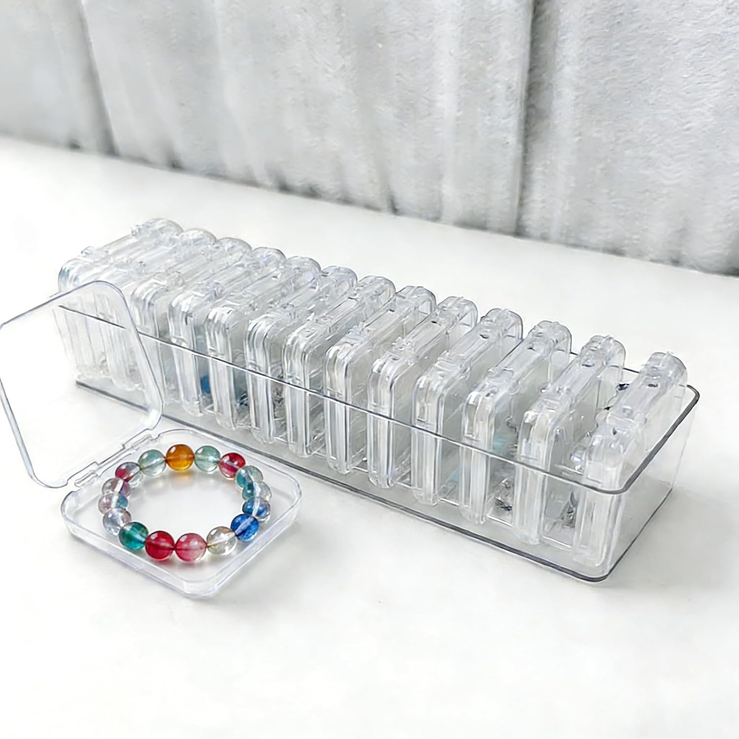 Bead Organizer Box with Lid, 14Pcs Small Beads Organizers and Storage Plastic Cases for Bracelet Making DIY, Jewelry, and Small Parts