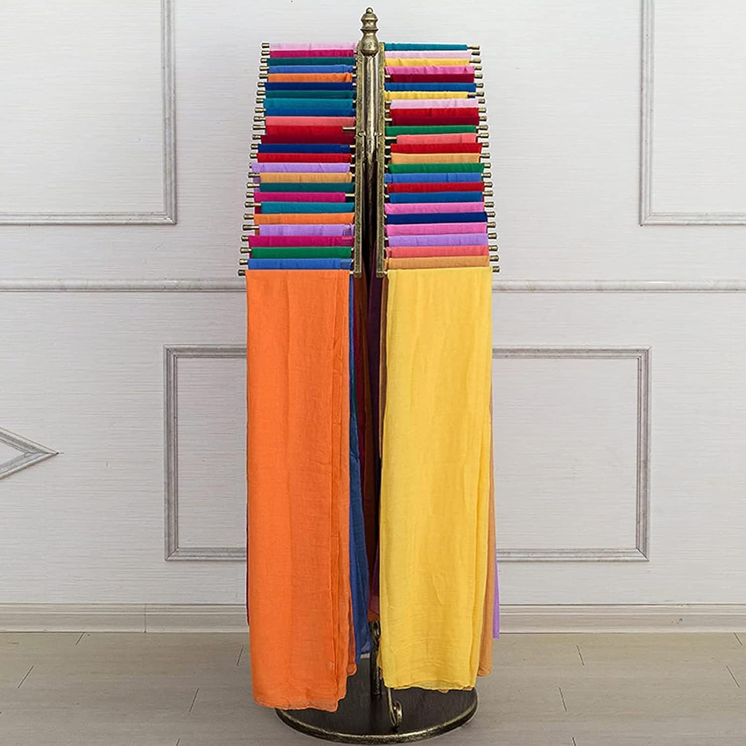 Ribbon Storage Stand Holder Organizers Bronze Metal Scarf Organiser Holder for Clothing Store, Freestanding Jeans/Cloth/Shawl Display Stand, with 40/50 Hang Rods, 59/67 inch Tall ( Color : Bronze , Si