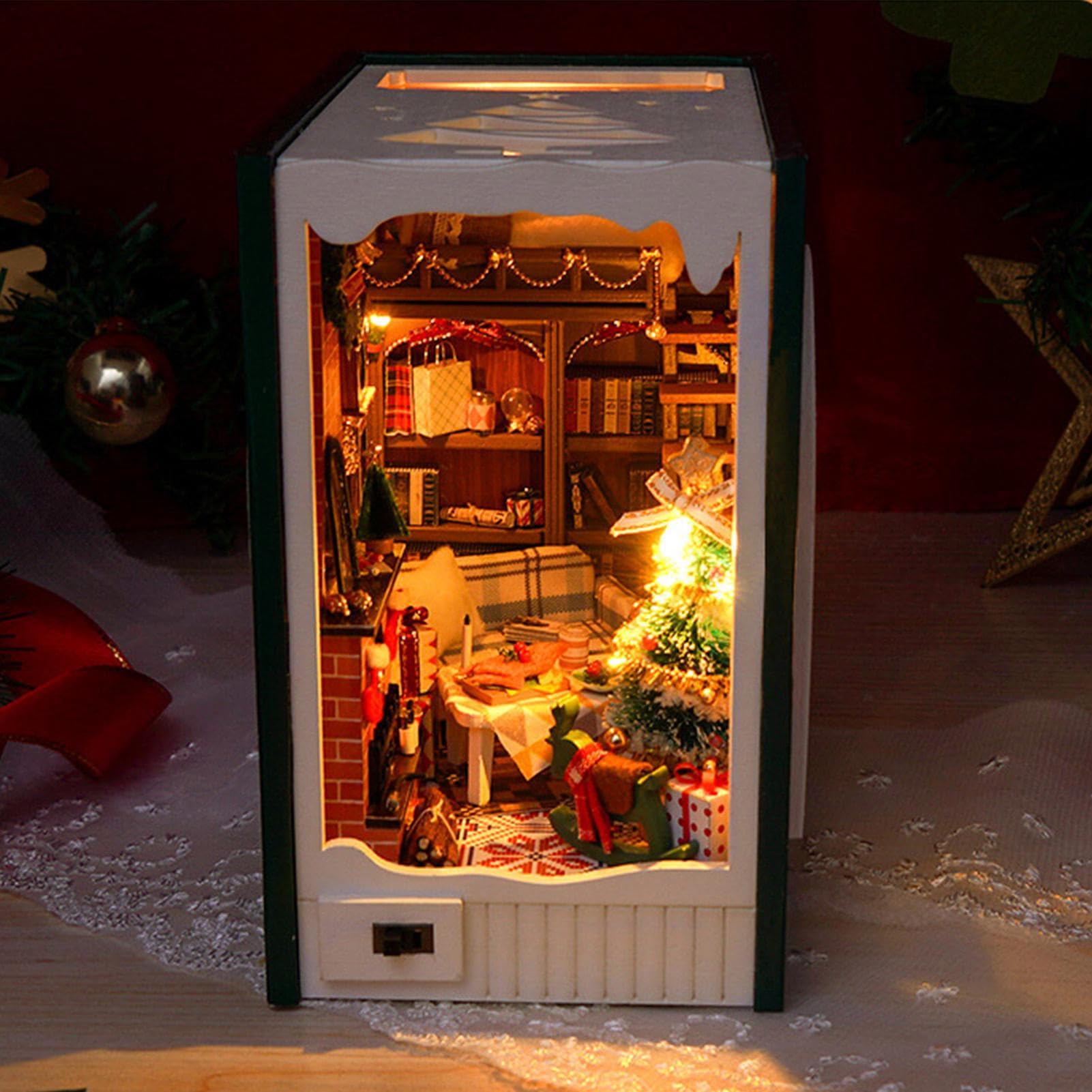 Kit per casa delle bambole in miniatura, decorazione artistica per la casa | Casa di Natale a LED, per compleanno, soggiorno, camera da letto, tavolo, scrivania, cucina, ufficio, bambini