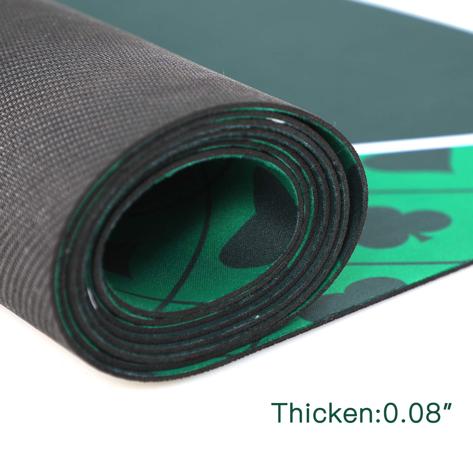 ORIENTOOLS Pokermatte Pokerteppich, Deluxe Pokertuch, Tragbare Gummi Pokerauflage, für 10 Spieler zum Kartenspiele, mit Tragetasche，90 x 180 x 0,2 cm (grün)