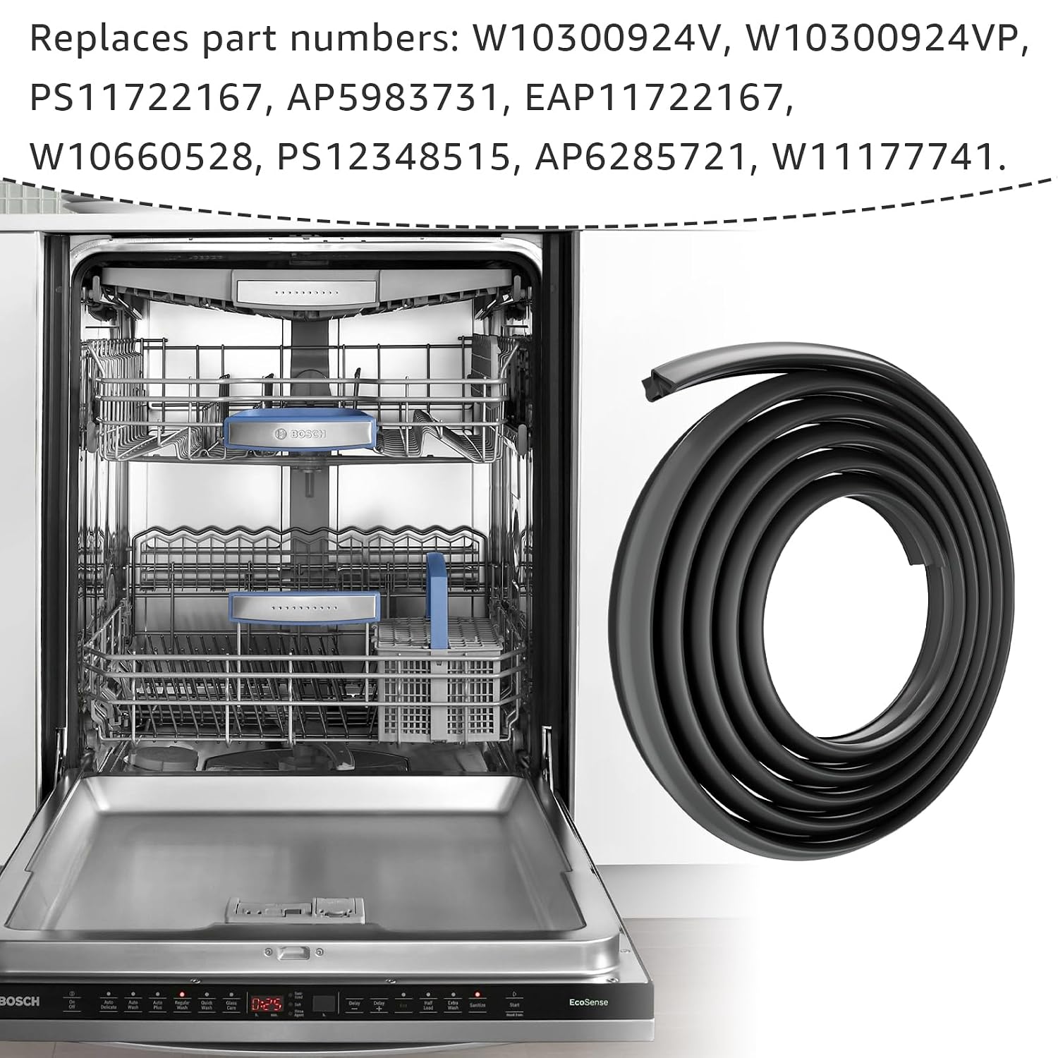 Dishwasher Door Seal W11177741 Replacement for Whirlpool KitchenAid Kenmore Dishwashers Door Gasket Replaces W10300924 W10300924V PS11722167 W10660528