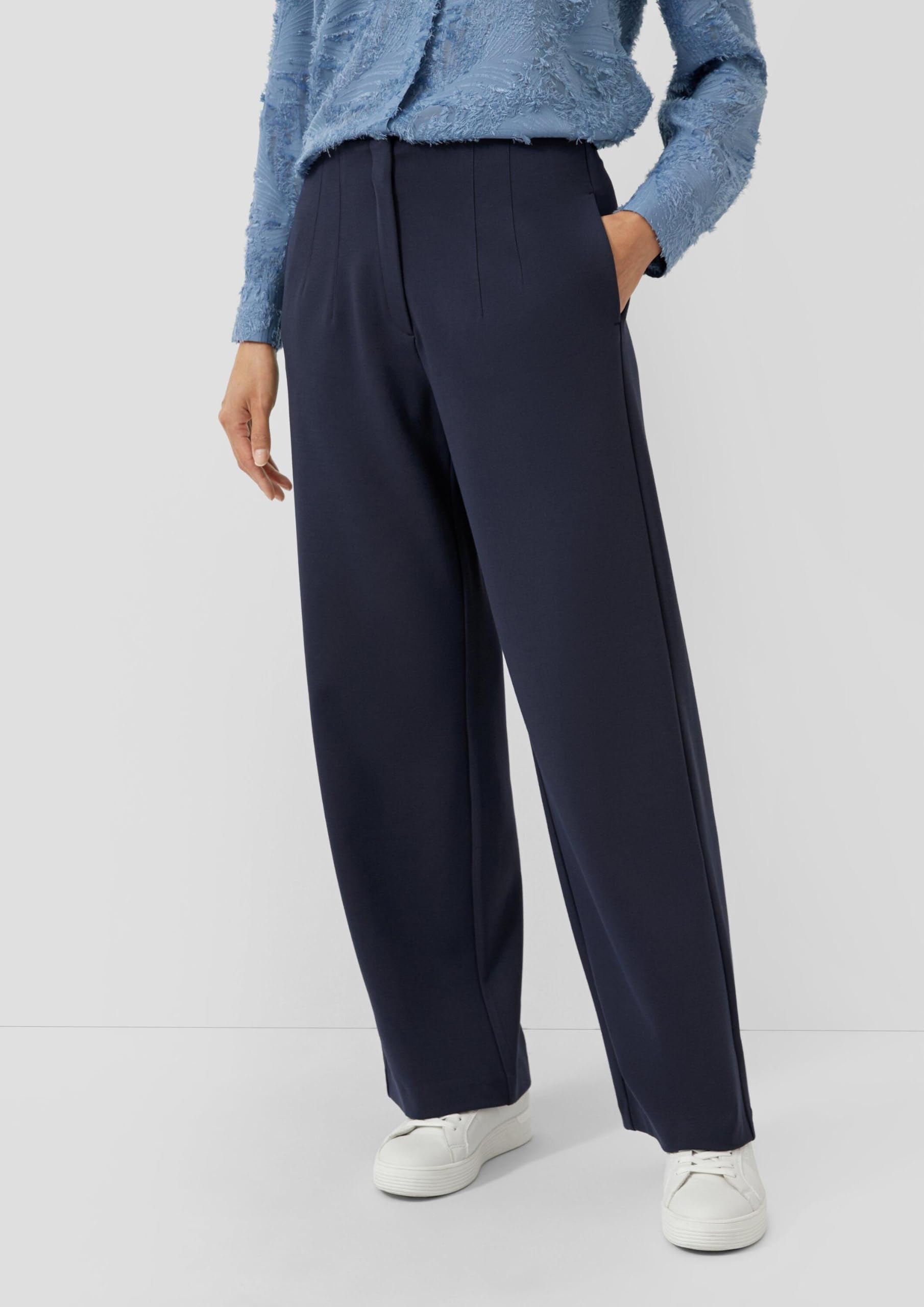 s.Oliver Damen Hose lang, Wide Leg Elastische Stoffhose mit High Rise und Weitem Bein