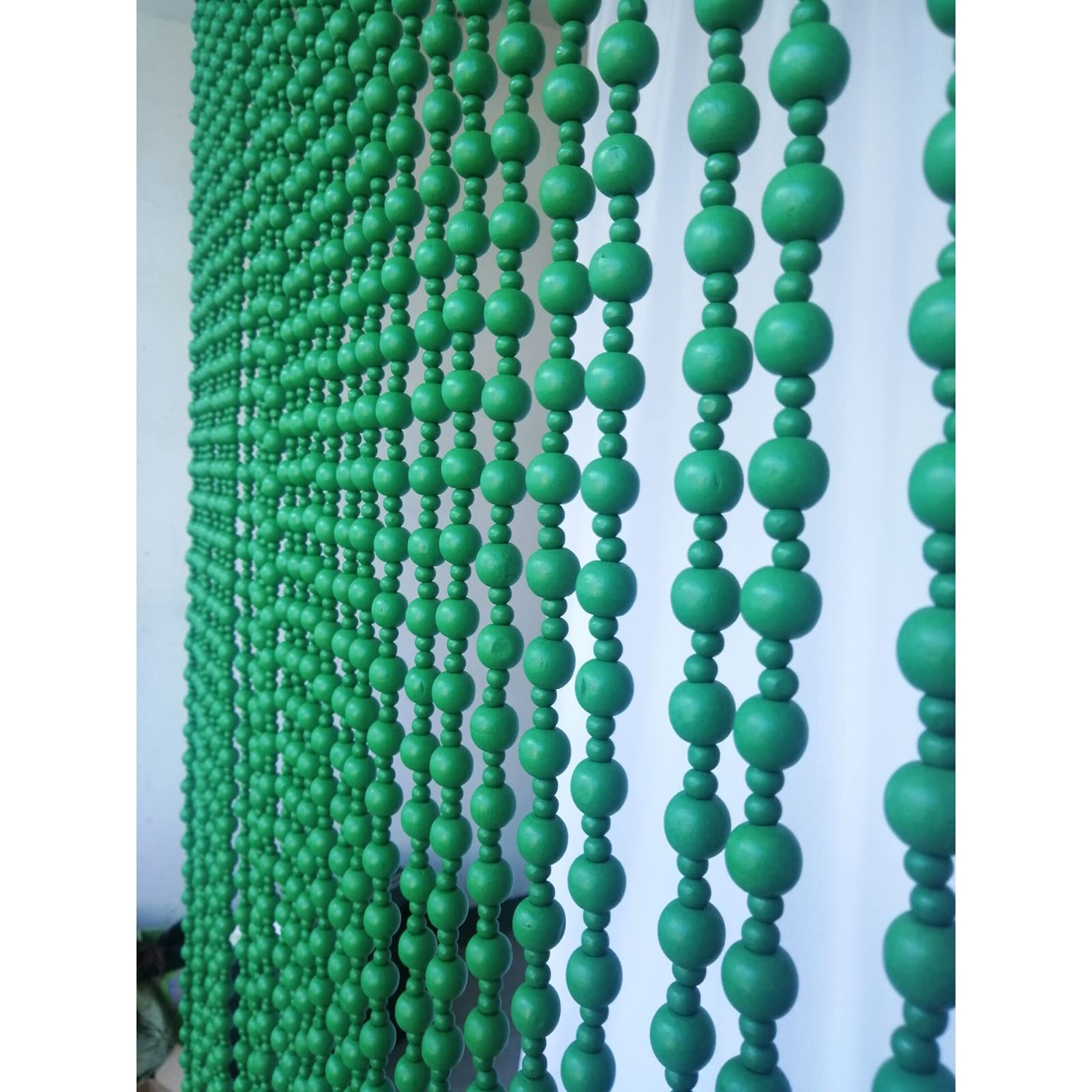 Design Classico Perline Tonde Verdi Tende for Porte Legno Corda Di Perline Divisori Armadi Stringa Dello Schermo Massiccio Tenda Di Perline Per Porte,Verde,27strands60x215cm