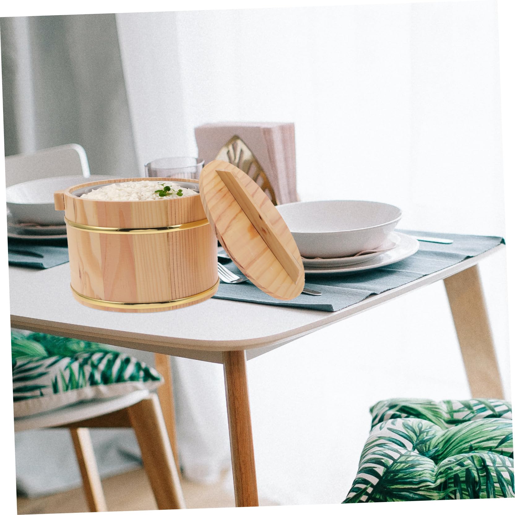 Contenitore Lucidata in Coperchio Manico Riso Legno o per con Stili multipli Superficie Anti-caldo Stili multipli Sushi Ristorante o Festa
