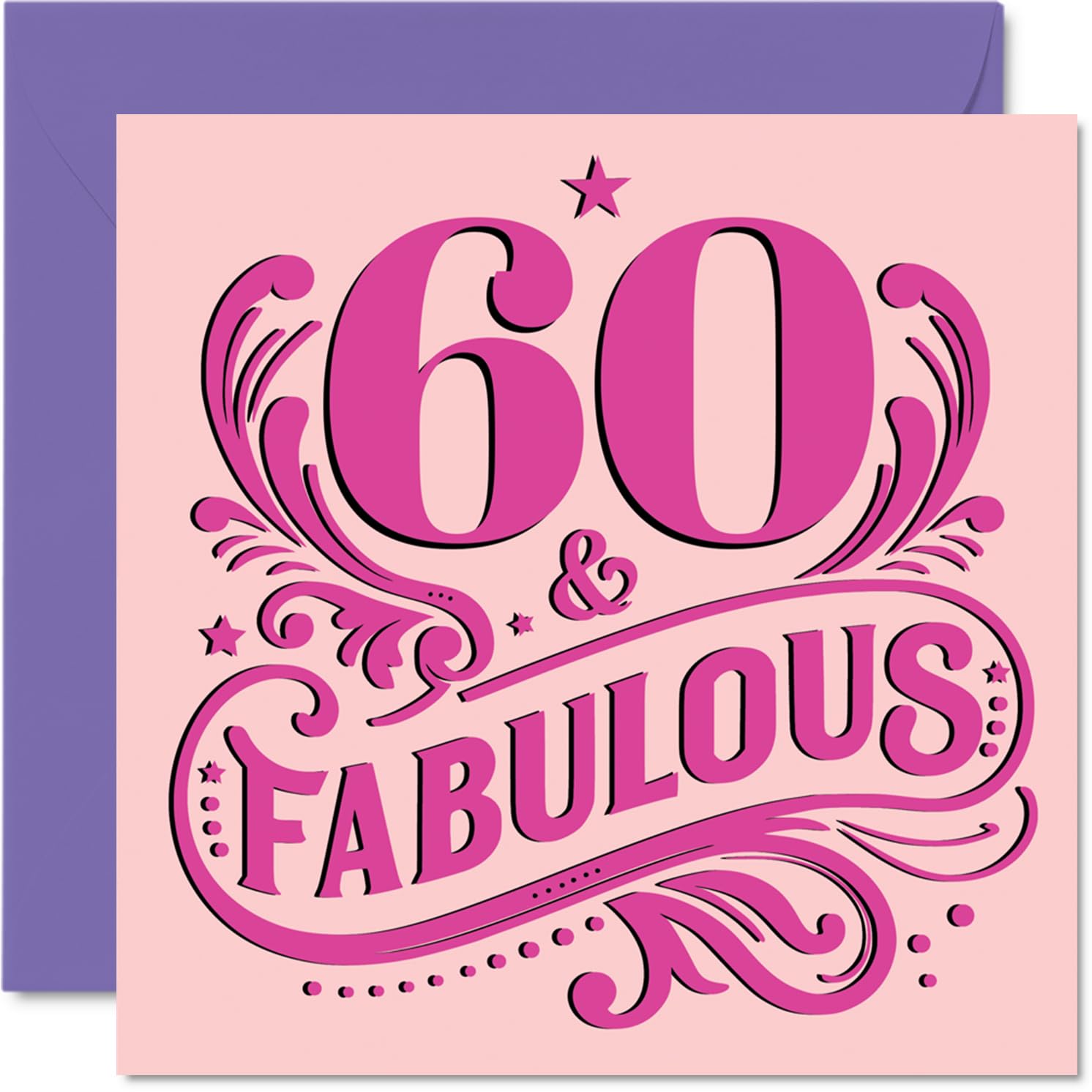 60th Birthday Cards for Women - Fabulous - Happy Birthday Card for 60 Year Old Woman Nan Auntie Nanny Wife, 145mm Bday Greeting Cards